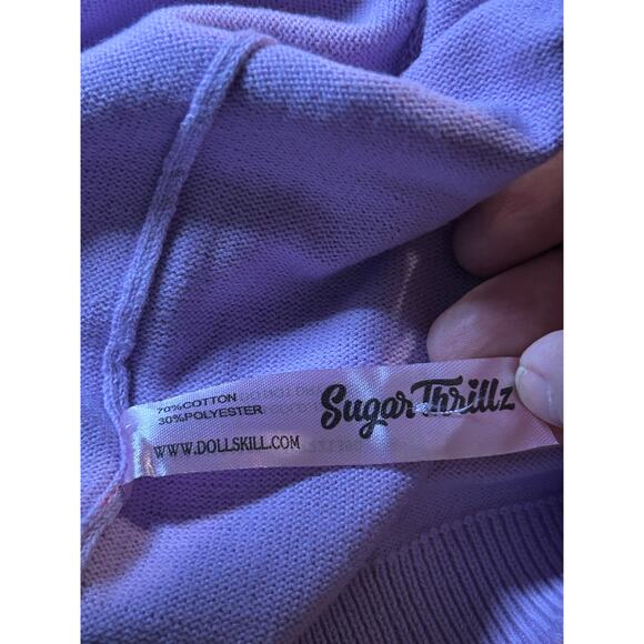 Sugar Thrillz Embroidered Lavender Sweet Harmony Cardigan, Size Small - Picture 8 of 8